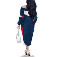 Personalised France Rugby Off The Shoulder Long Sleeve Dress World Cup Les Blues Curves Style - Wonder Print Shop