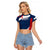 Personalised France Rugby Raglan Cropped T Shirt World Cup Les Blues Curves Style - Wonder Print Shop