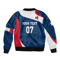 Personalised France Rugby Sleeve Zip Bomber Jacket World Cup Les Blues Curves Style - Wonder Print Shop