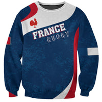 Personalised France Rugby Sweatshirt World Cup Les Blues Curves Style - Wonder Print Shop