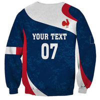 Personalised France Rugby Sweatshirt World Cup Les Blues Curves Style - Wonder Print Shop