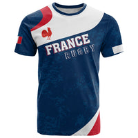 Personalised France Rugby T Shirt World Cup Les Blues Curves Style - Wonder Print Shop