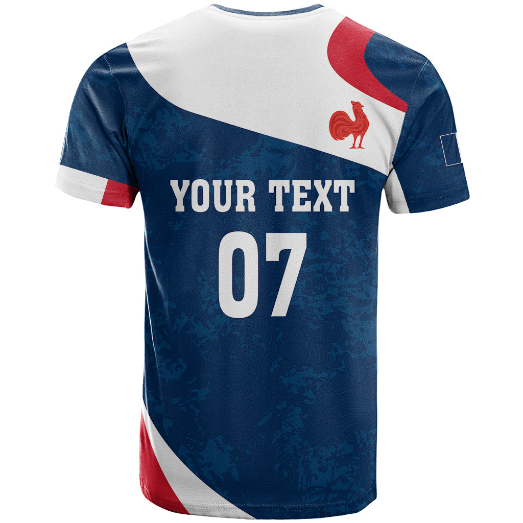 Personalised France Rugby T Shirt World Cup Les Blues Curves Style - Wonder Print Shop