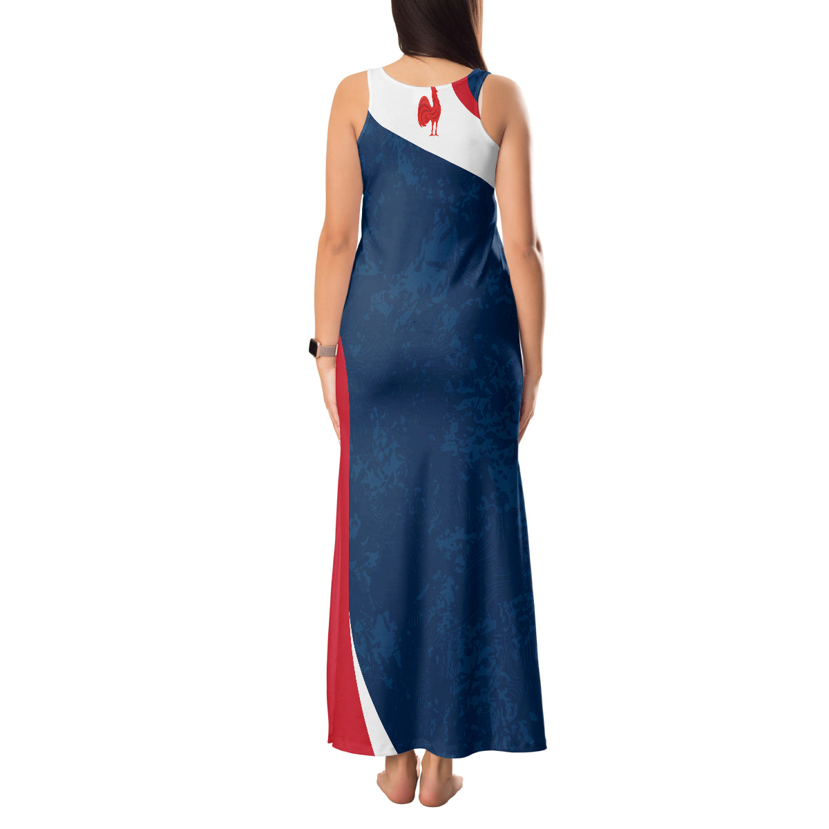 Personalised France Rugby Tank Maxi Dress World Cup Les Blues Curves Style - Wonder Print Shop