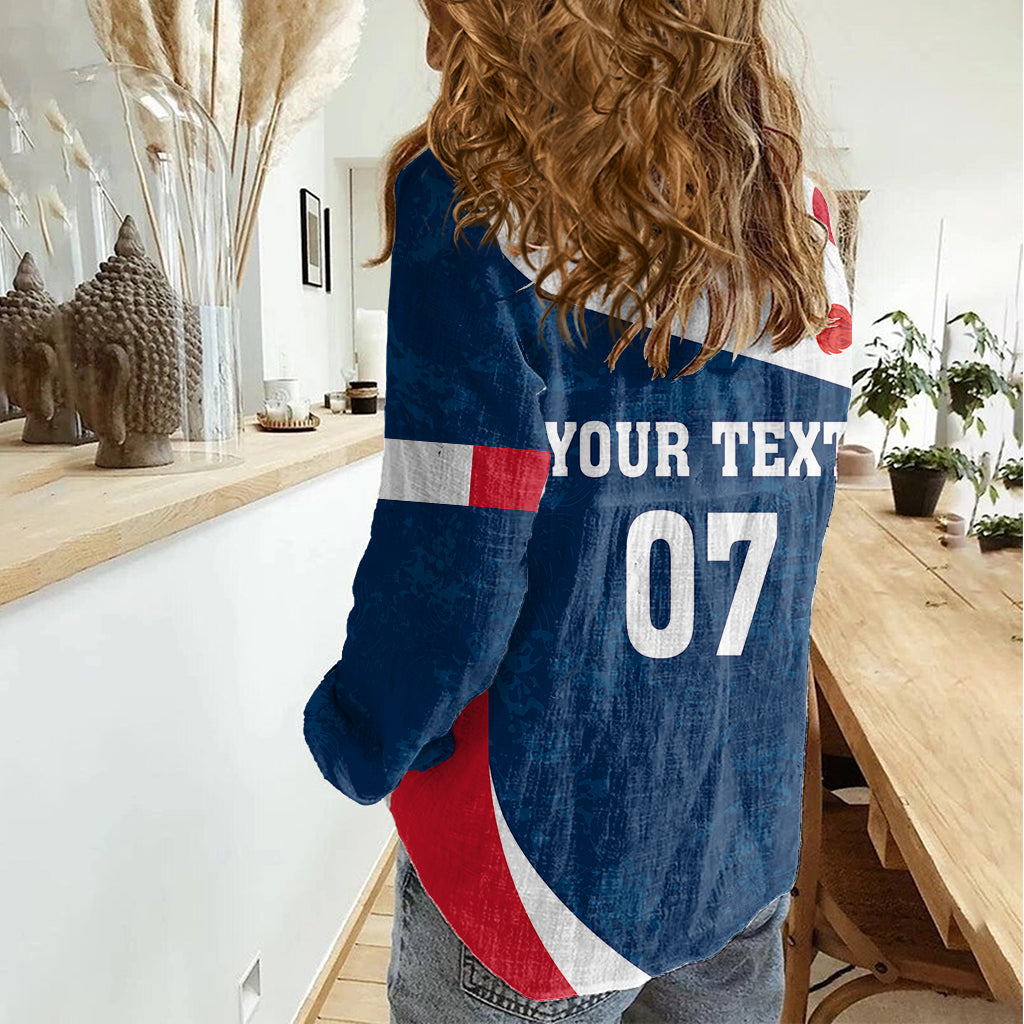 Personalised France Rugby Women Casual Shirt World Cup Les Blues Curves Style - Wonder Print Shop