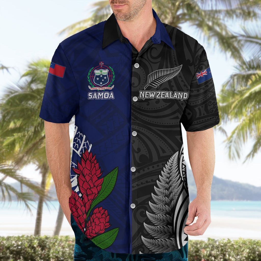 Personalised New Zealand Vs Samoa Rugby Hawaiian Shirt Go Champions - Wonder Print Shop