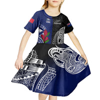 Personalised New Zealand Vs Samoa Rugby Kid Short Sleeve Dress Go Champions - Wonder Print Shop
