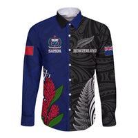 Personalised New Zealand Vs Samoa Rugby Long Sleeve Button Shirt Go Champions - Wonder Print Shop
