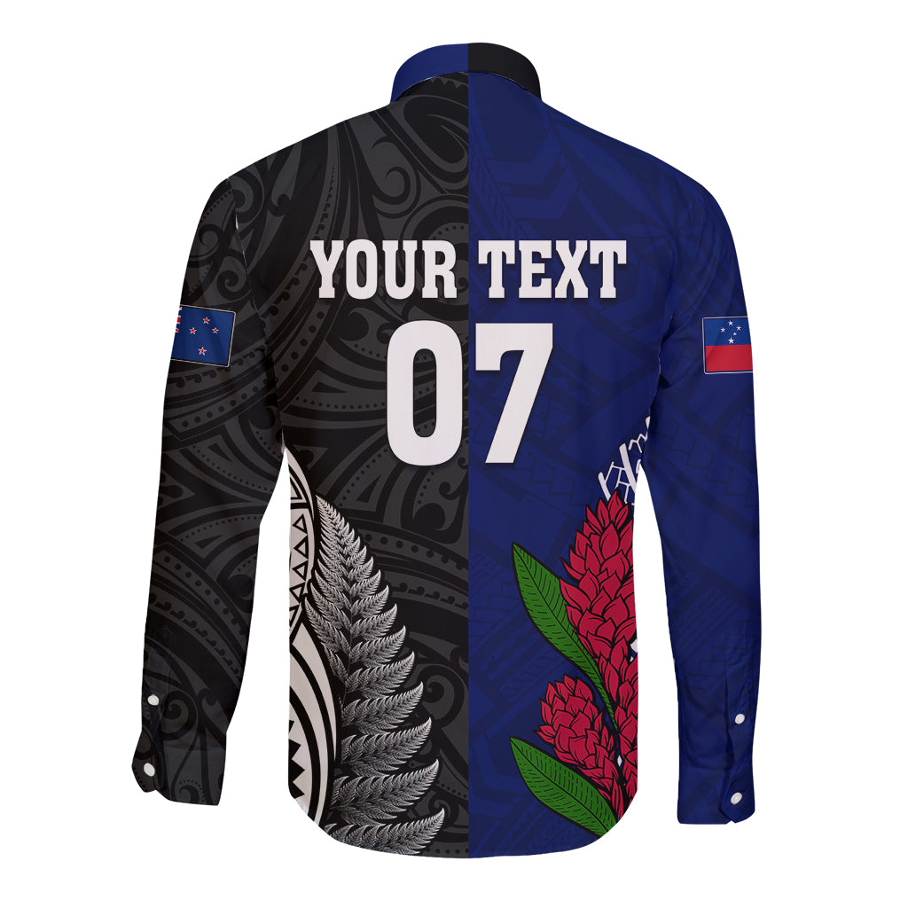 Personalised New Zealand Vs Samoa Rugby Long Sleeve Button Shirt Go Champions - Wonder Print Shop