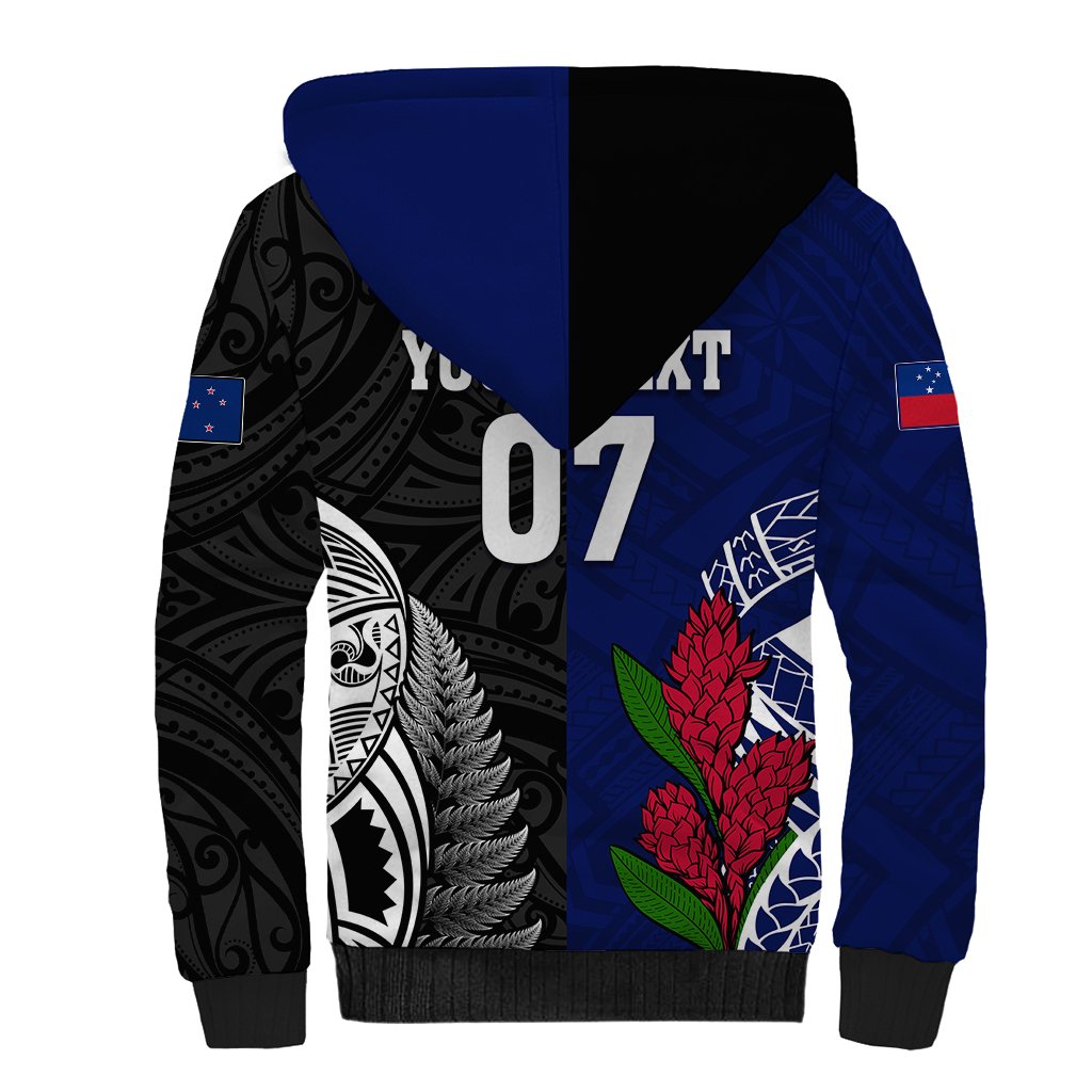 Personalised New Zealand Vs Samoa Rugby Sherpa Hoodie Go Champions - Wonder Print Shop
