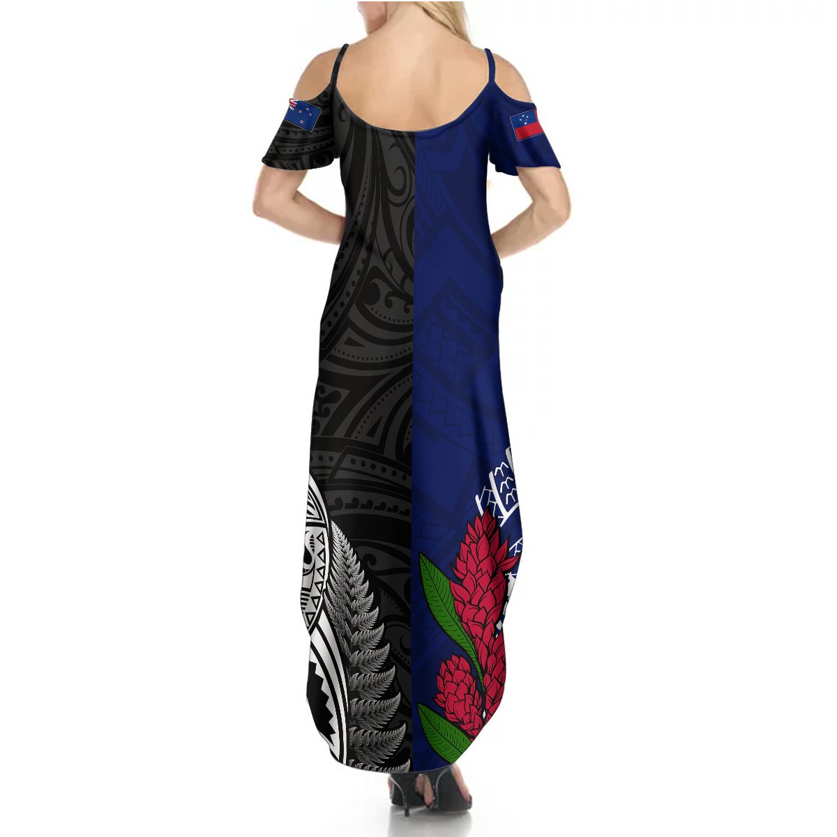 Personalised New Zealand Vs Samoa Rugby Summer Maxi Dress Go Champions - Wonder Print Shop