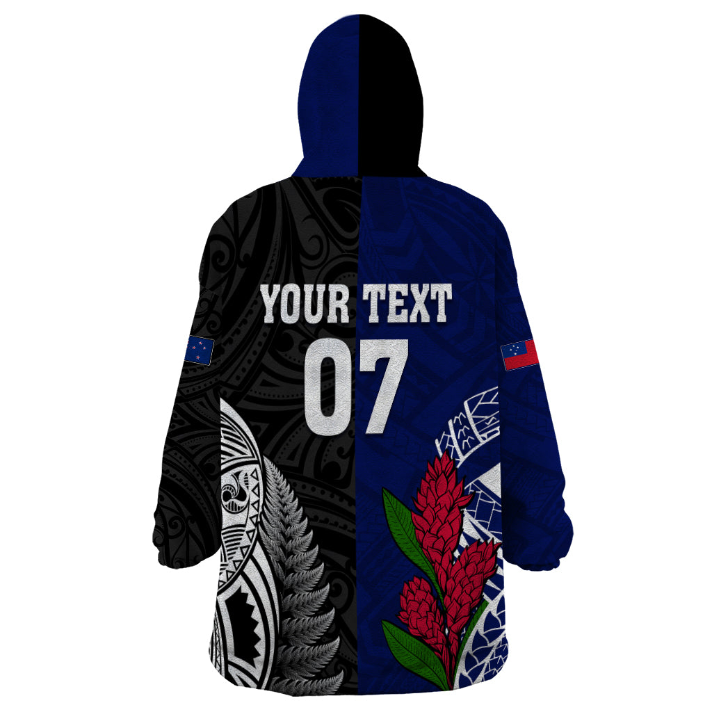 Personalised New Zealand Vs Samoa Rugby Wearable Blanket Hoodie Go Champions - Wonder Print Shop