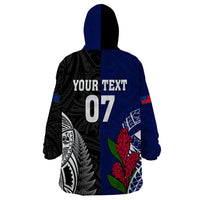 Personalised New Zealand Vs Samoa Rugby Wearable Blanket Hoodie Go Champions - Wonder Print Shop
