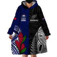 Personalised New Zealand Vs Samoa Rugby Wearable Blanket Hoodie Go Champions - Wonder Print Shop