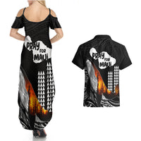 Hawaii Humpback Whale Couples Matching Summer Maxi Dress and Hawaiian Shirt Be Strong - Pray For Maui LT7 - Wonder Print Shop
