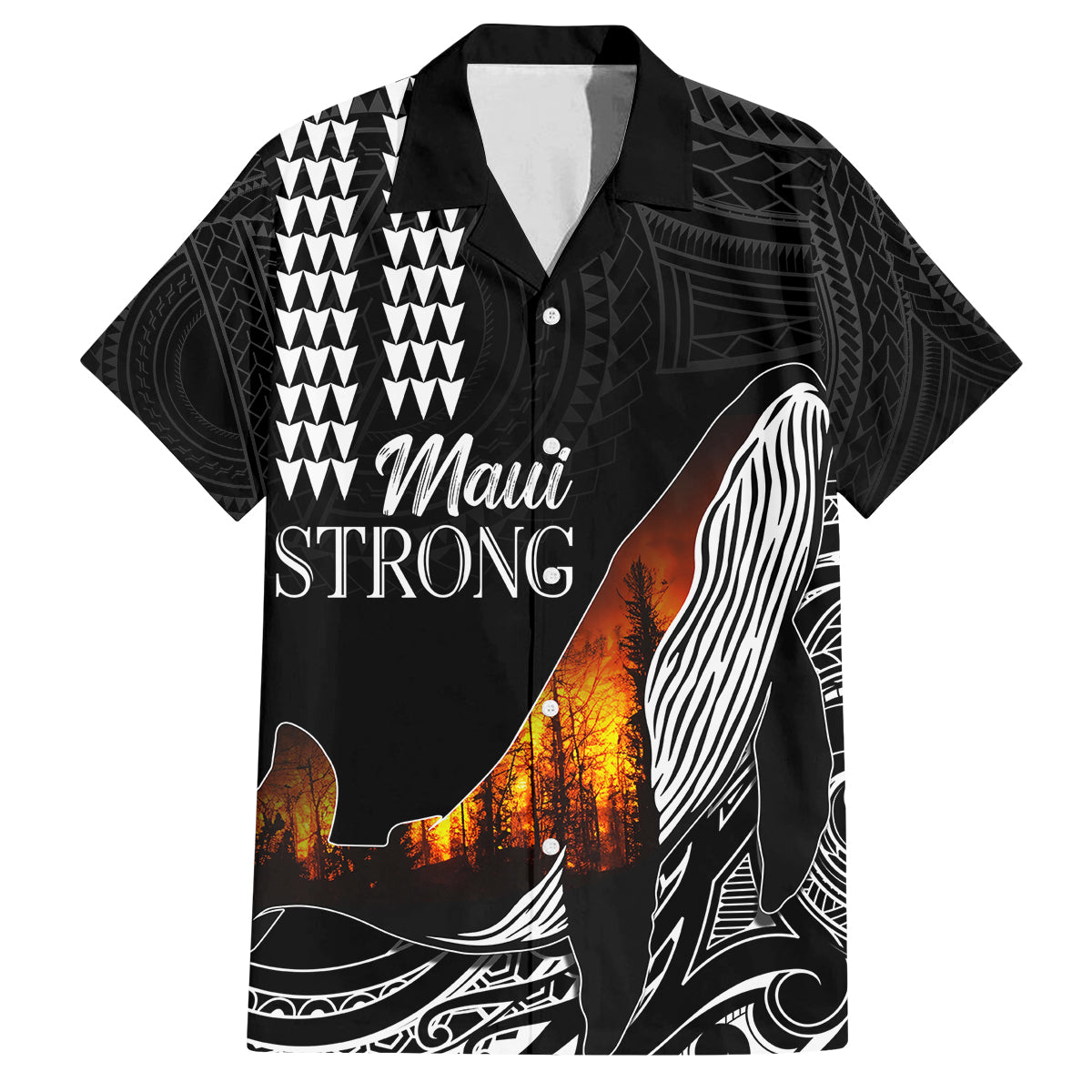 Hawaii Humpback Whale Family Matching Off Shoulder Maxi Dress and Hawaiian Shirt Be Strong - Pray For Maui LT7 - Wonder Print Shop