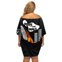 Hawaii Humpback Whale Family Matching Off Shoulder Short Dress and Hawaiian Shirt Be Strong - Pray For Maui LT7 - Wonder Print Shop