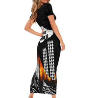 Hawaii Humpback Whale Family Matching Short Sleeve Bodycon Dress and Hawaiian Shirt Be Strong - Pray For Maui - Wonder Print Shop