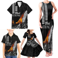 Hawaii Humpback Whale Family Matching Tank Maxi Dress and Hawaiian Shirt Be Strong - Pray For Maui - Wonder Print Shop