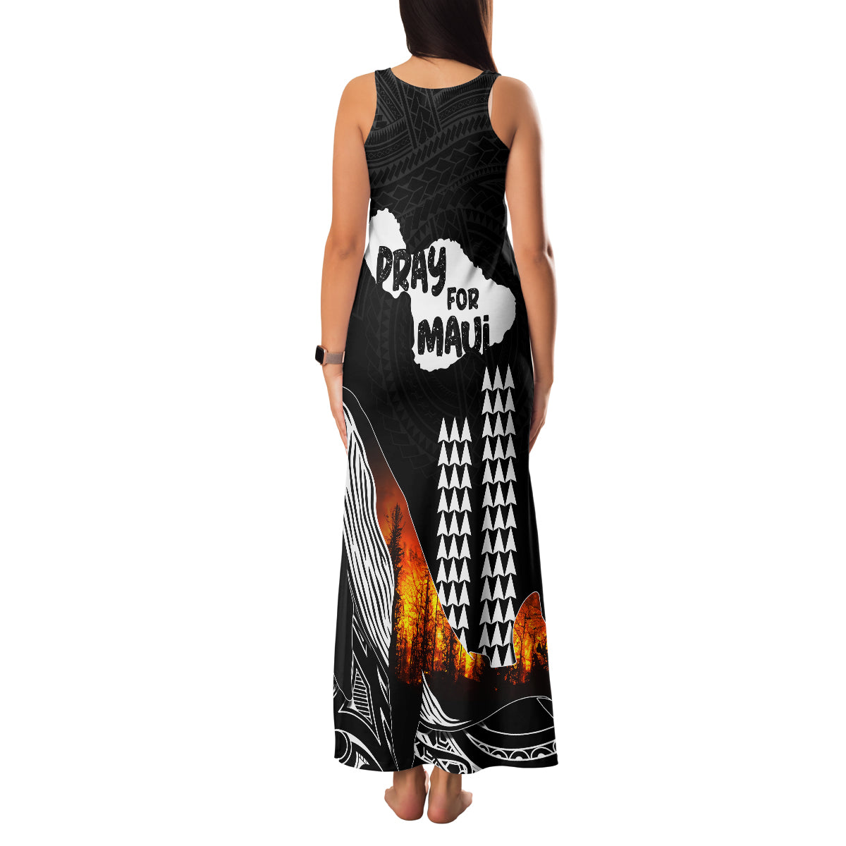 Hawaii Humpback Whale Family Matching Tank Maxi Dress and Hawaiian Shirt Be Strong - Pray For Maui - Wonder Print Shop