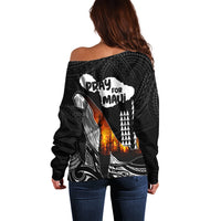 Hawaii Humpback Whale Off Shoulder Sweater Be Strong - Pray For Maui - Wonder Print Shop