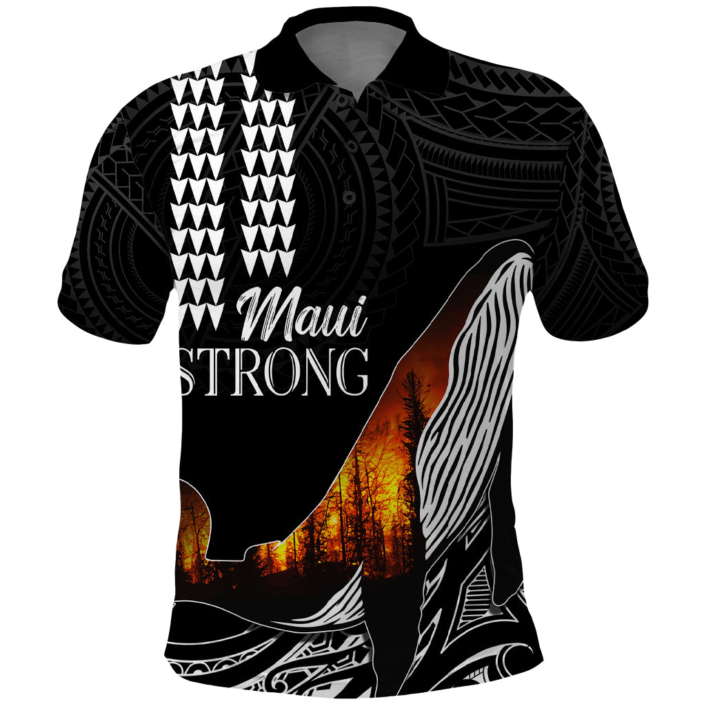 Hawaii Humpback Whale Polo Shirt Be Strong - Pray For Maui - Wonder Print Shop