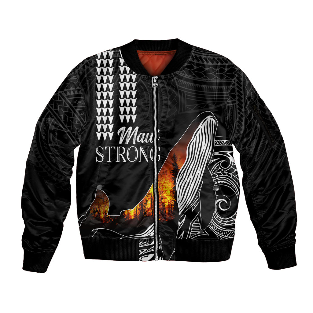 Hawaii Humpback Whale Sleeve Zip Bomber Jacket Be Strong - Pray For Maui - Wonder Print Shop