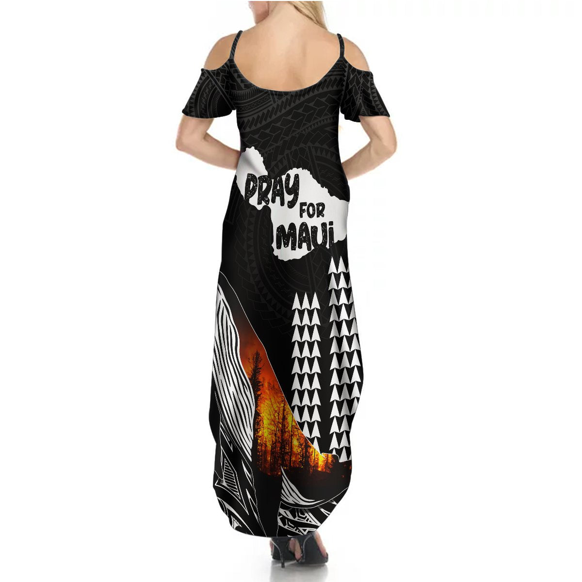 Hawaii Humpback Whale Summer Maxi Dress Be Strong - Pray For Maui - Wonder Print Shop