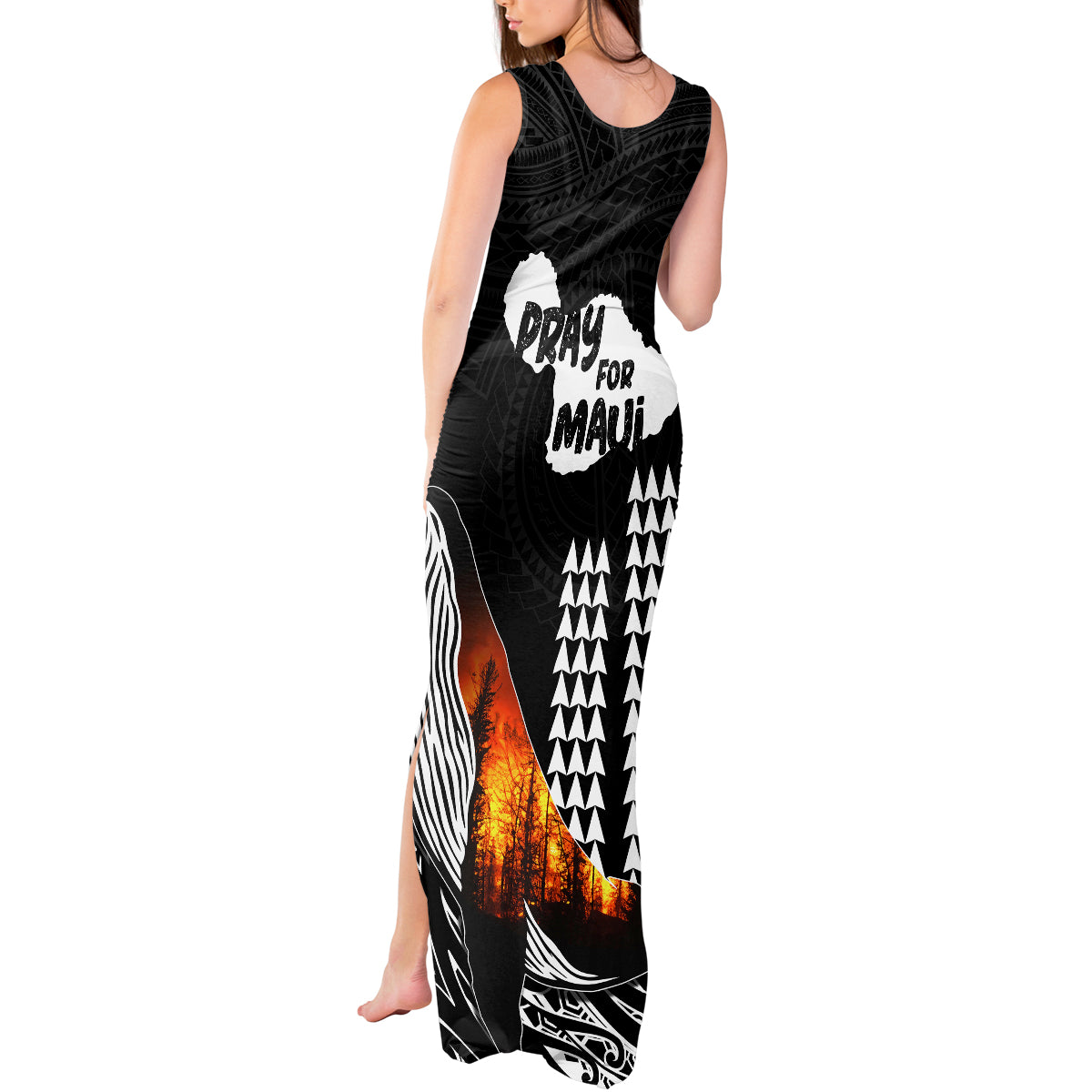 Hawaii Humpback Whale Tank Maxi Dress Be Strong - Pray For Maui - Wonder Print Shop