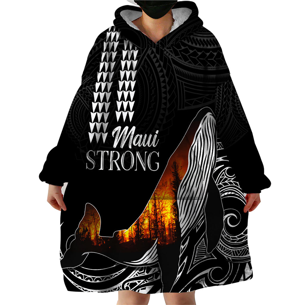 Hawaii Humpback Whale Wearable Blanket Hoodie Be Strong - Pray For Maui - Wonder Print Shop
