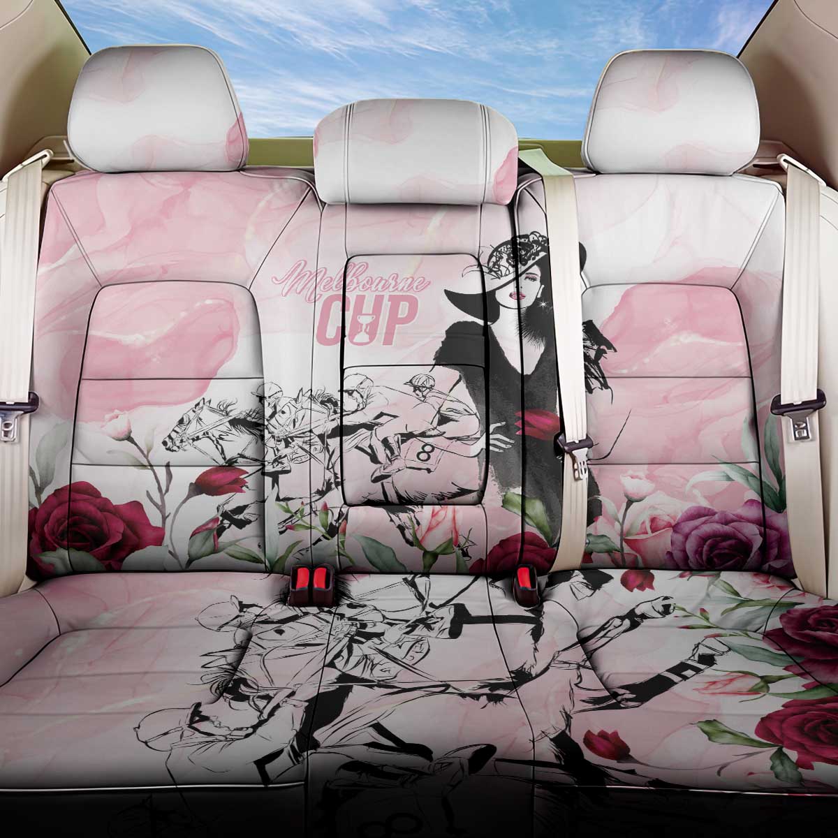 Melbourne Horse Racing Cup Pink Out Derby Back Car Seat Cover - Wonder Print Shop