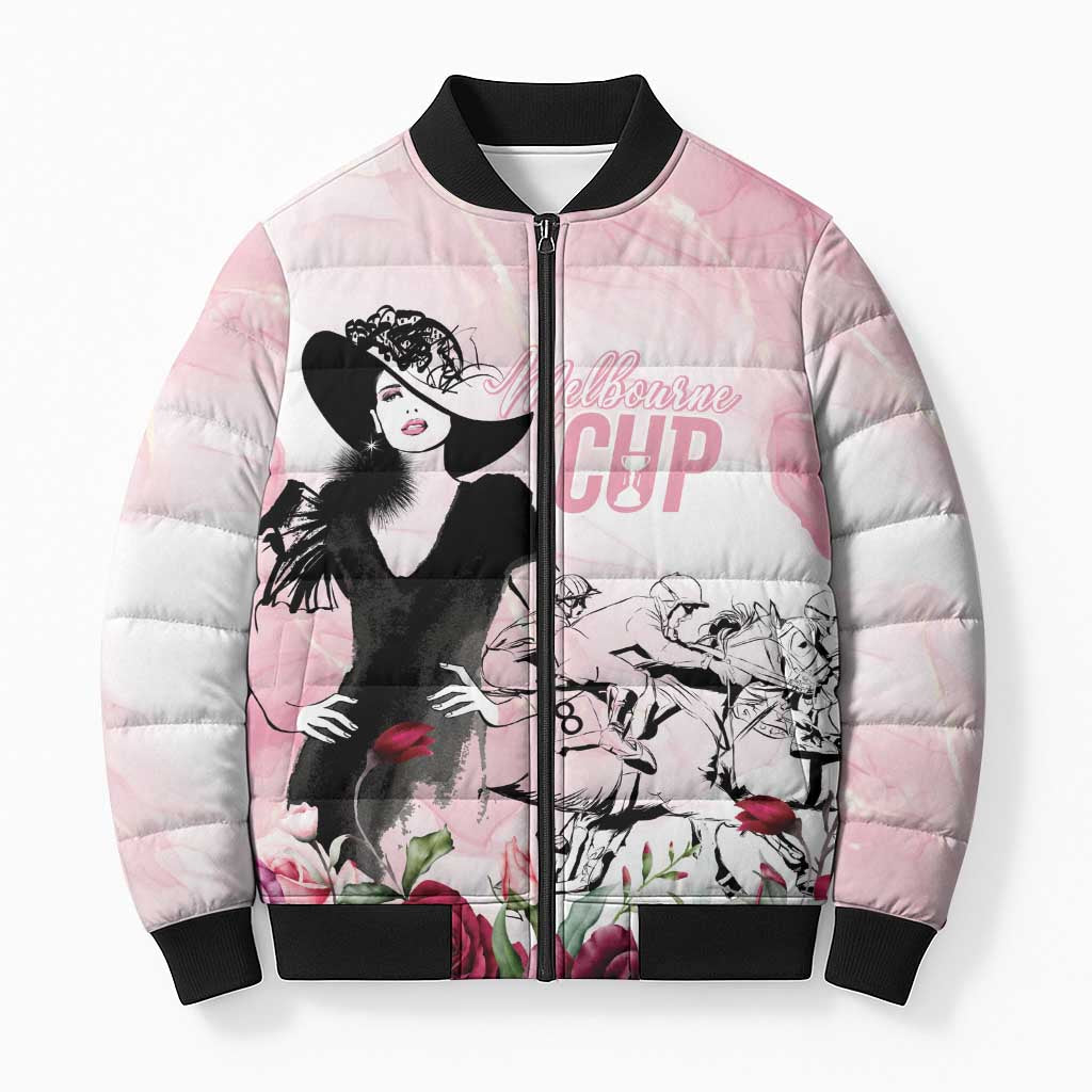 Melbourne Horse Racing Cup Pink Out Derby Bomber Puffer Jacket - Wonder Print Shop