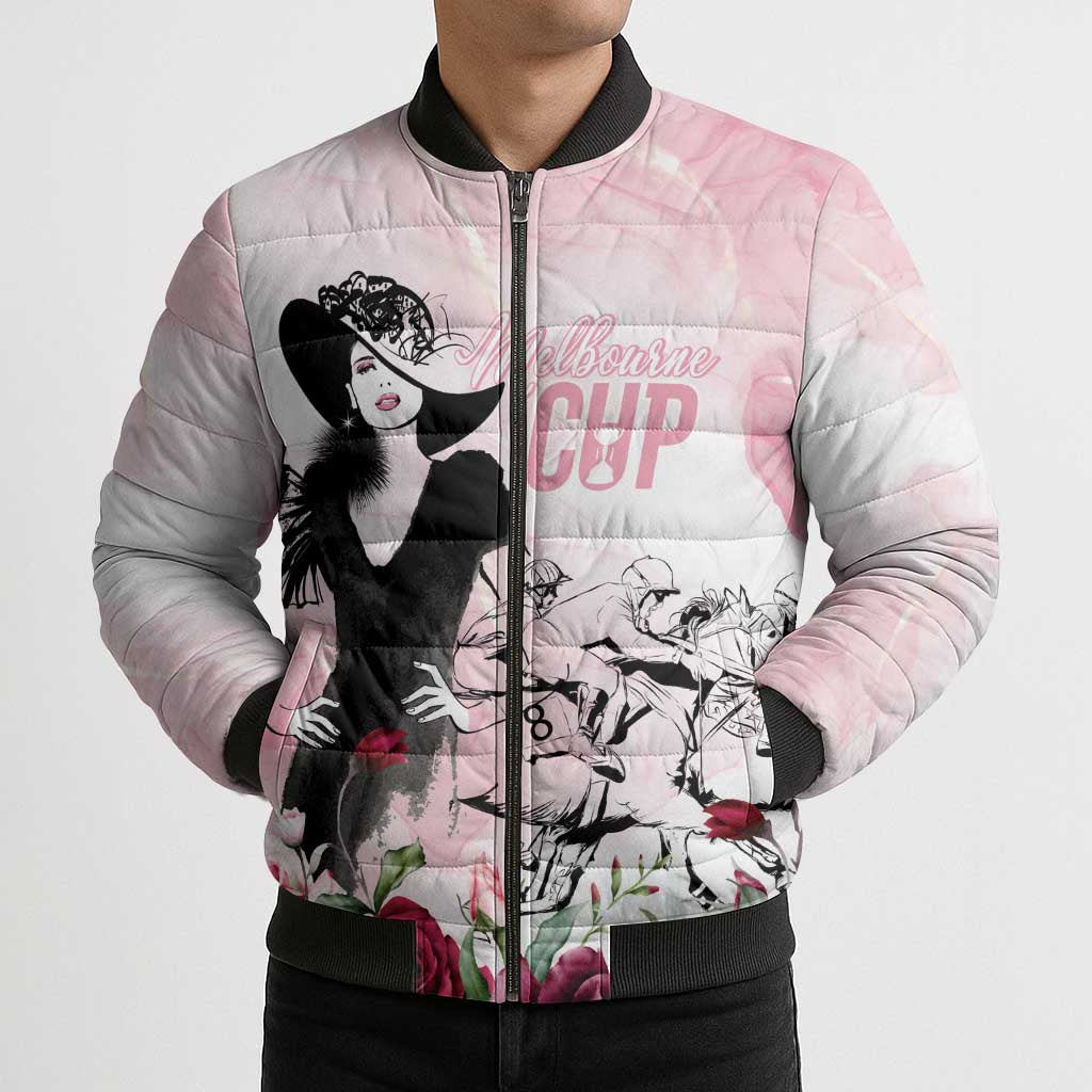 Melbourne Horse Racing Cup Pink Out Derby Bomber Puffer Jacket - Wonder Print Shop