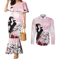 Melbourne Horse Racing Cup Pink Out Derby Couples Matching Mermaid Dress and Long Sleeve Button Shirt - Wonder Print Shop