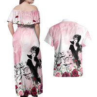 Melbourne Horse Racing Cup Pink Out Derby Couples Matching Off Shoulder Maxi Dress and Hawaiian Shirt - Wonder Print Shop