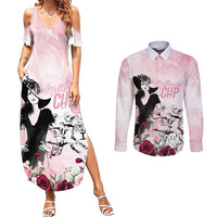 Melbourne Horse Racing Cup Pink Out Derby Couples Matching Summer Maxi Dress and Long Sleeve Button Shirt - Wonder Print Shop