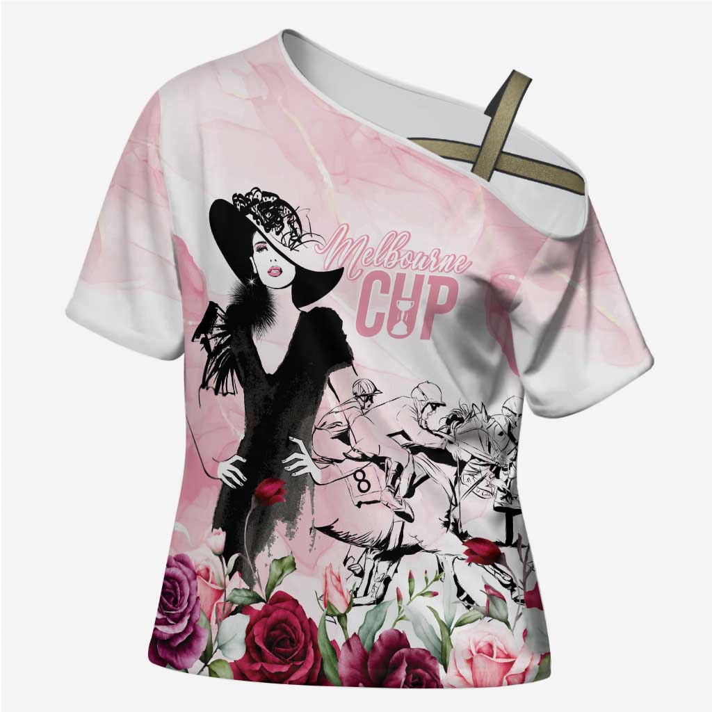 Melbourne Horse Racing Cup Pink Out Derby Cross Shoulder Shirt - Wonder Print Shop