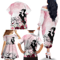Melbourne Horse Racing Cup Pink Out Derby Family Matching Off The Shoulder Long Sleeve Dress and Hawaiian Shirt - Wonder Print Shop