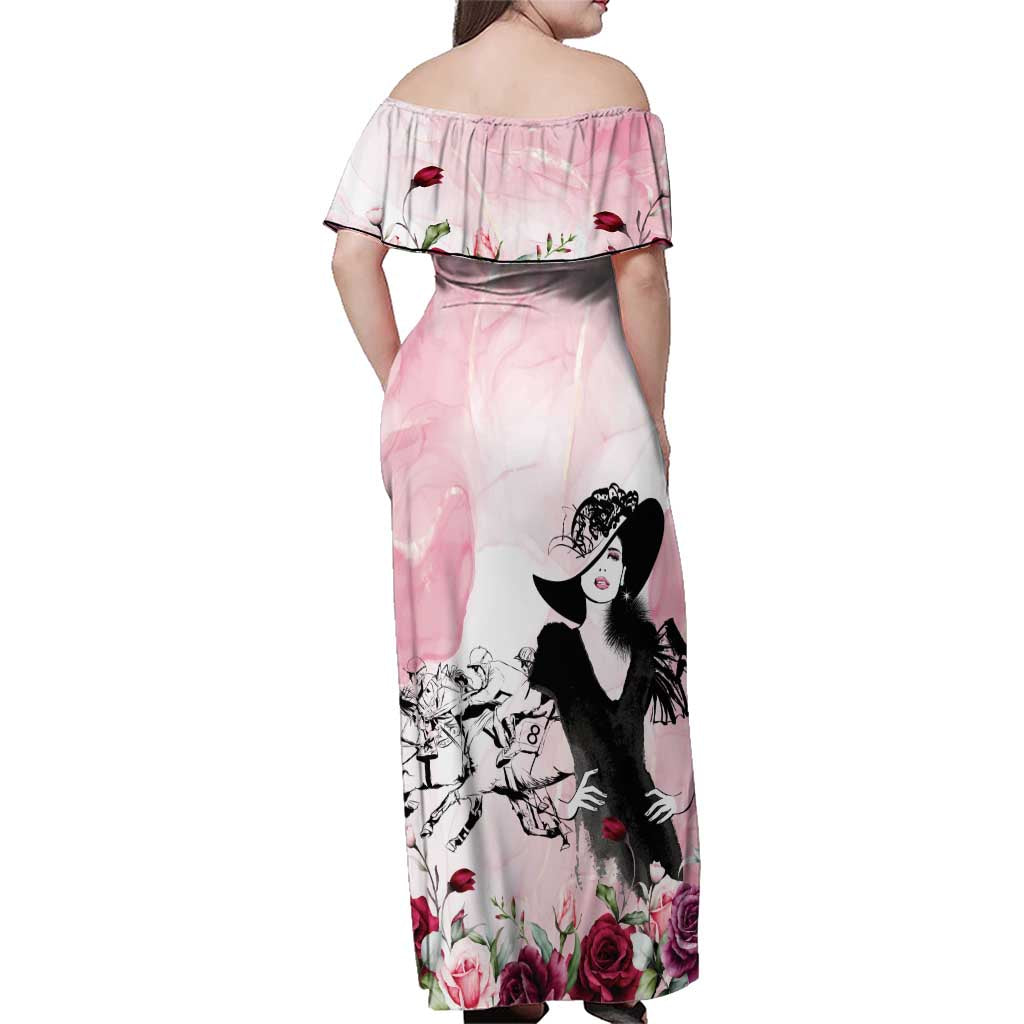 Melbourne Horse Racing Cup Pink Out Derby Family Matching Off Shoulder Maxi Dress and Hawaiian Shirt - Wonder Print Shop