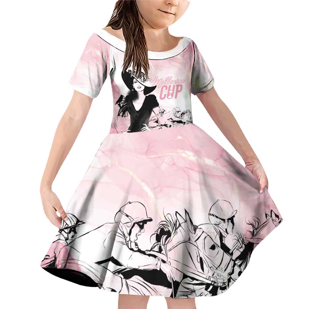 Melbourne Horse Racing Cup Pink Out Derby Family Matching Off Shoulder Short Dress and Hawaiian Shirt - Wonder Print Shop