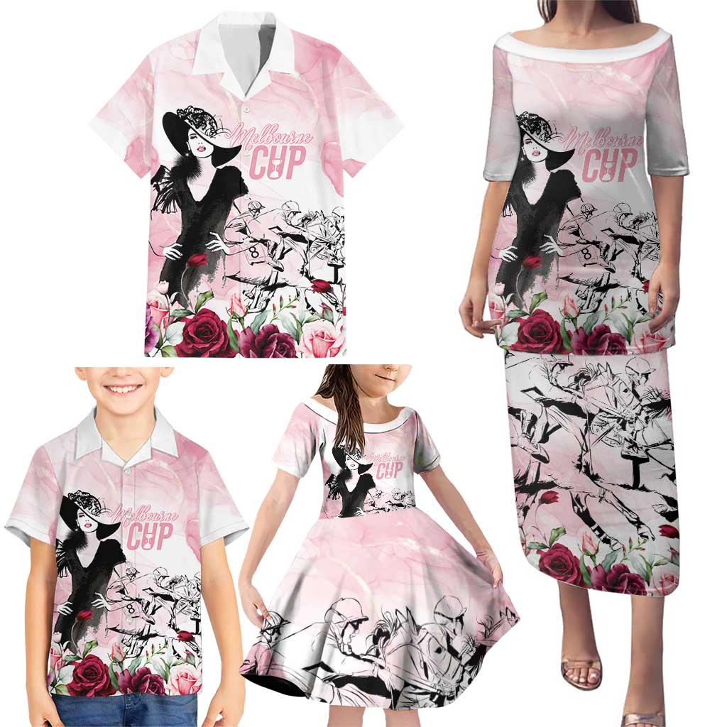 Melbourne Horse Racing Cup Pink Out Derby Family Matching Puletasi and Hawaiian Shirt - Wonder Print Shop