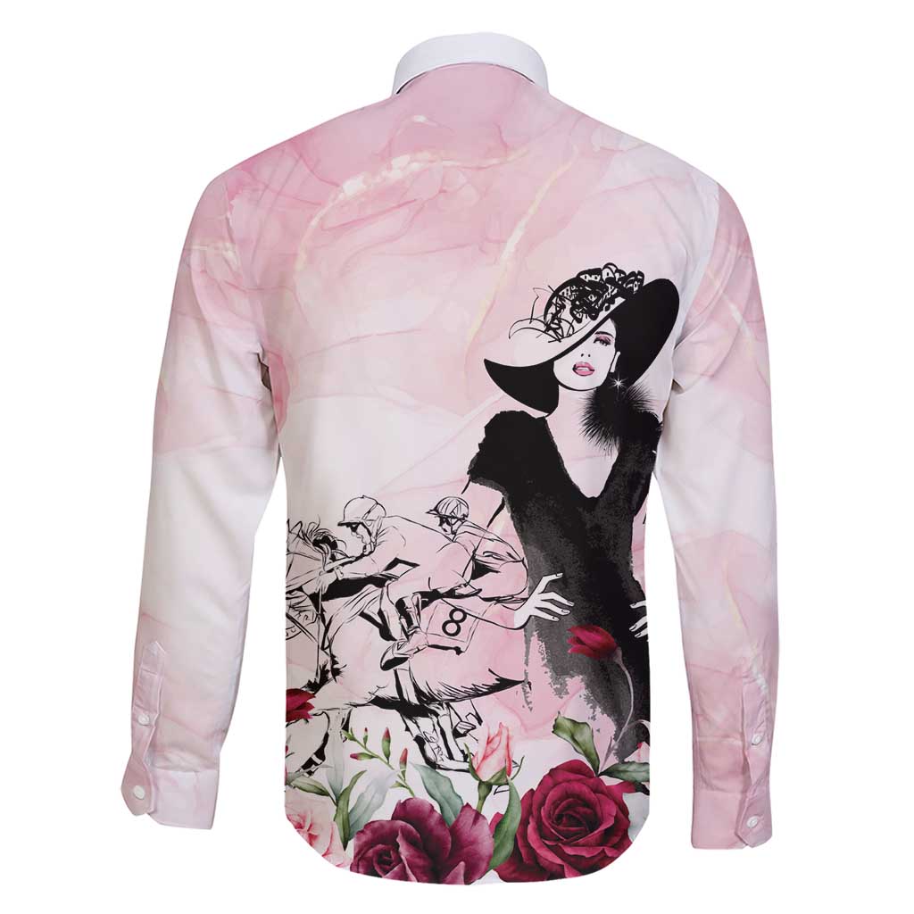 Melbourne Horse Racing Cup Pink Out Derby Family Matching Short Sleeve Bodycon Dress and Hawaiian Shirt - Wonder Print Shop