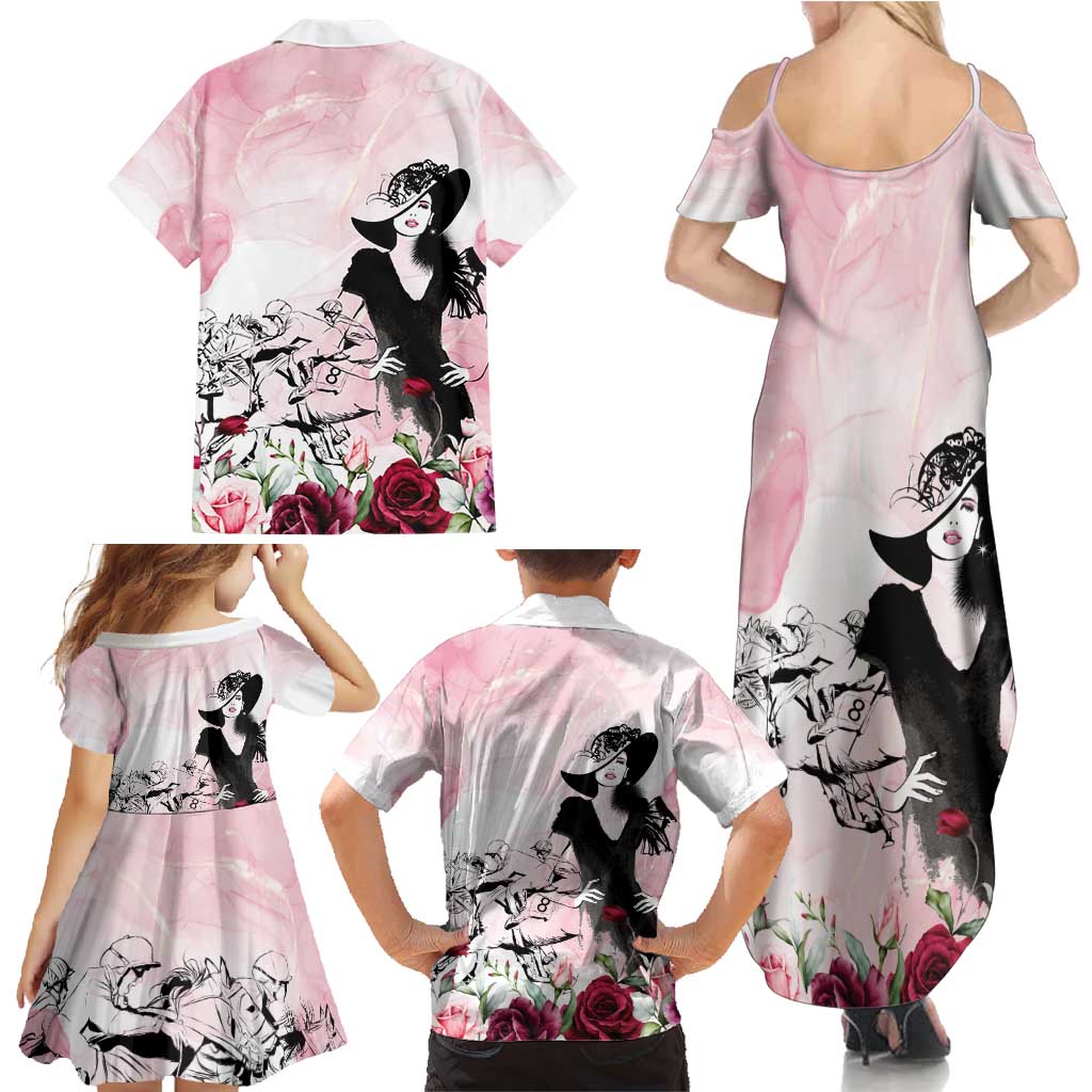 Melbourne Horse Racing Cup Pink Out Derby Family Matching Summer Maxi Dress and Hawaiian Shirt - Wonder Print Shop
