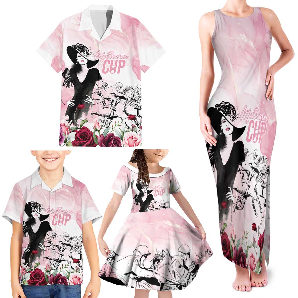 Melbourne Horse Racing Cup Pink Out Derby Family Matching Tank Maxi Dress and Hawaiian Shirt - Wonder Print Shop