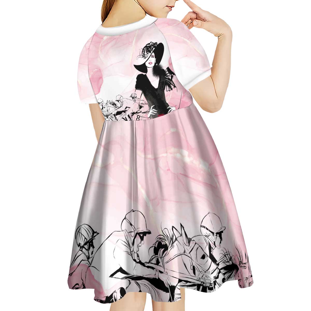Melbourne Horse Racing Cup Pink Out Derby Kid Short Sleeve Dress - Wonder Print Shop