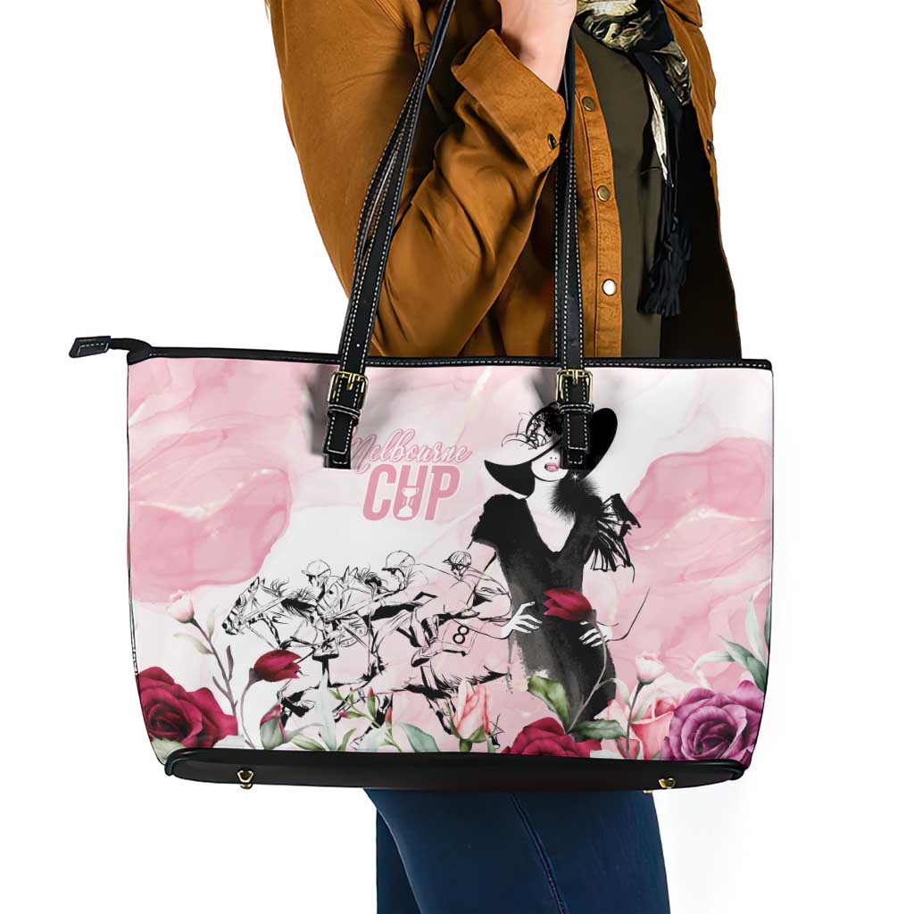 Melbourne Horse Racing Cup Pink Out Derby Leather Tote Bag - Wonder Print Shop