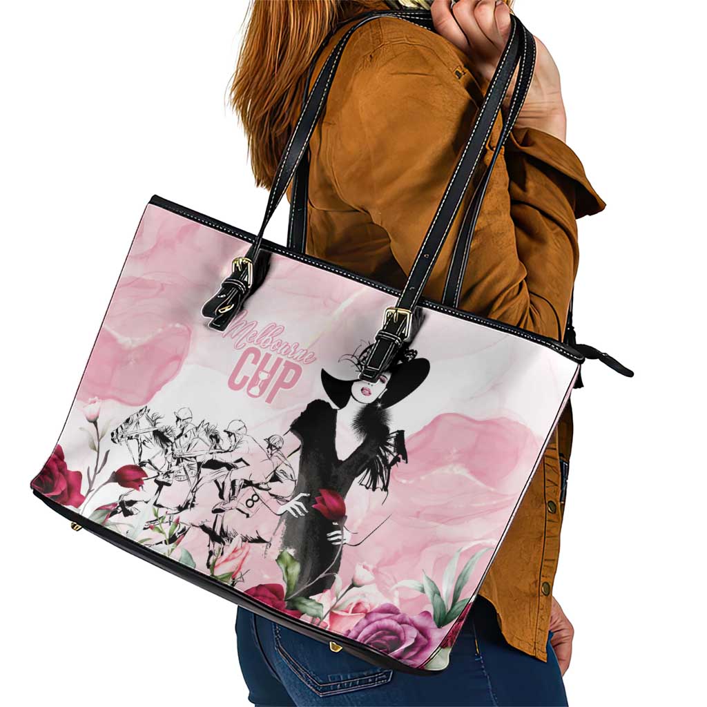 Melbourne Horse Racing Cup Pink Out Derby Leather Tote Bag - Wonder Print Shop