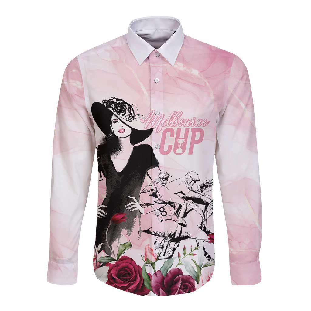 Melbourne Horse Racing Cup Pink Out Derby Long Sleeve Button Shirt - Wonder Print Shop