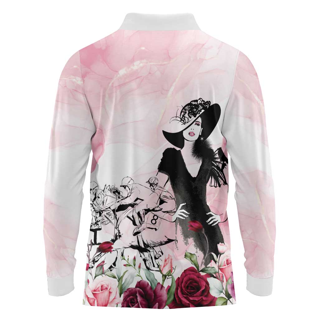Melbourne Horse Racing Cup Pink Out Derby Long Sleeve Polo Shirt - Wonder Print Shop