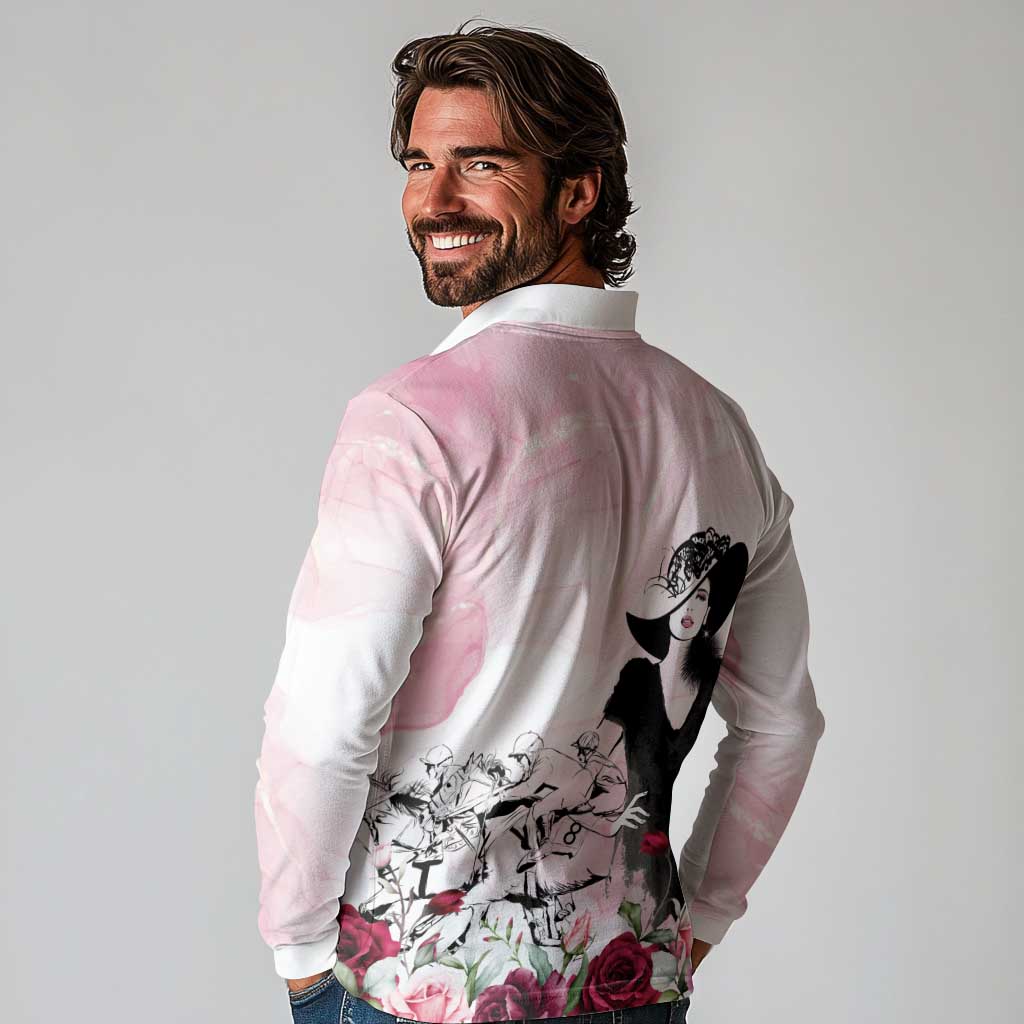Melbourne Horse Racing Cup Pink Out Derby Long Sleeve Polo Shirt - Wonder Print Shop